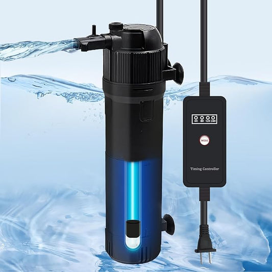 Aquarium Filter Fish Tank Filter with U-V Light, Submersible Aquarium Filter - Aquarium Filter for 40 to 120 Gallon Fish Tank, U-V Filter for Aquarium