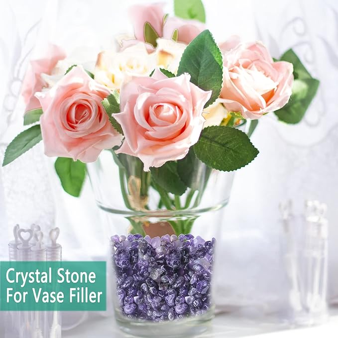 MAIBAOTA Natural Amethyst Crystal Quartz Rocks Chips Vase Filler Rocks for Succulent Plant Small Fish Tank Aquarium Gravel Decorative Pebbles Stones(200 gram)