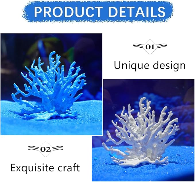 3 Pcs Aquarium Coral Reef Decor Charming Fish Tank Coral for Fish Tank Decorations(Blue, White, Pink)