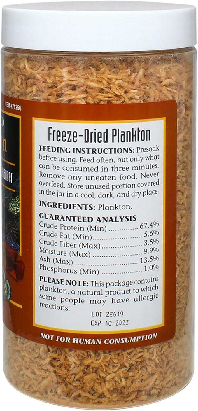 San Francisco Bay Brand Freeze-Dried Plankton Fish Food - Natural Color Enhancer for All Freshwater and Saltwater Fish, Cichlids, Tetras, Catfish - High Protein (67.4%) Guppy Fish Food - 2.84 oz (80g)