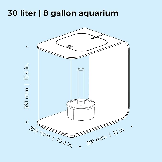 biOrb Flow 30 Acrylic 8-Gallon Aquarium with White LED Lights Modern Tank for Tabletop Display, White