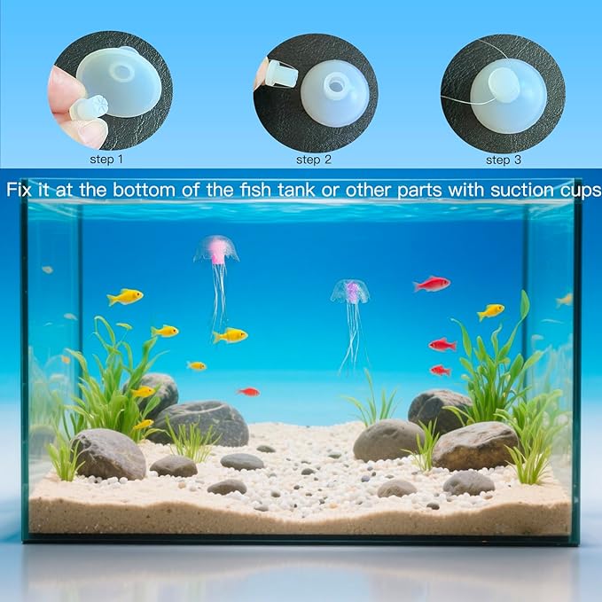 DJDIRY 5 PCS Aquarium Ornaments Soft Silicone Mini Jellyfish Decorations, Floating Artificial Realistic Jellyfish Marine Animal for Large/Small Fish Tank DIY