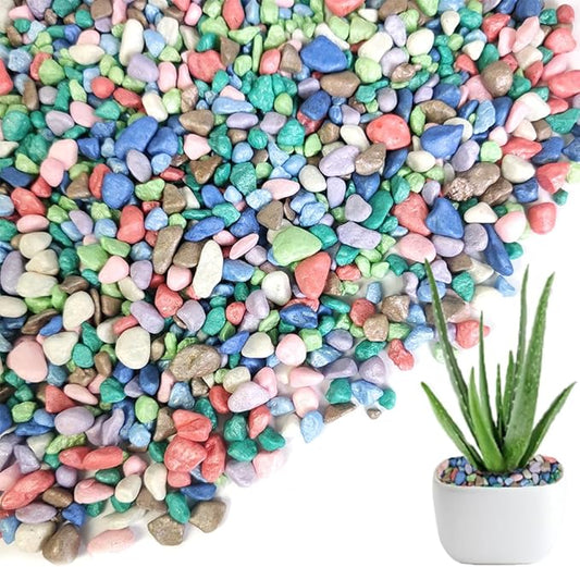 HappyFiller Colored Pea Gravel, Indoor Plants Succulent Cactus Topper Dressing Pebbles Fairy Garden Terrarium,Polished Mini Stones 3-5mm for Aquarium Fish Tank,Vase Filler,Resin Arts Crafts,0.88 LB