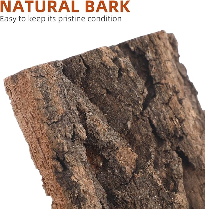 POPETPOP 3 Pcs Natural Bark Aquarium Decor 7.87X4.13X0.59In Reptile Tank Background for Terrarium Gecko Tortoise Snake Habitat Wall Ornament