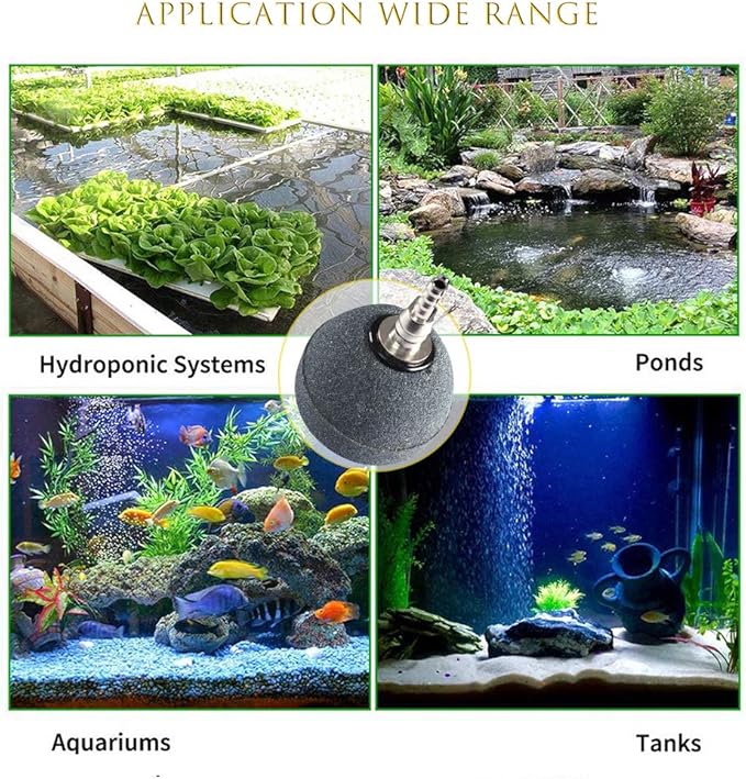 Quickun 2 Inch Updated Crazy Air Stone Cylinerr Bubble Plus Ball Diffuser Aquarium Fish Tank Hydroponics Pump Airstones Diffuser 3/16" 5/16" Hose ID