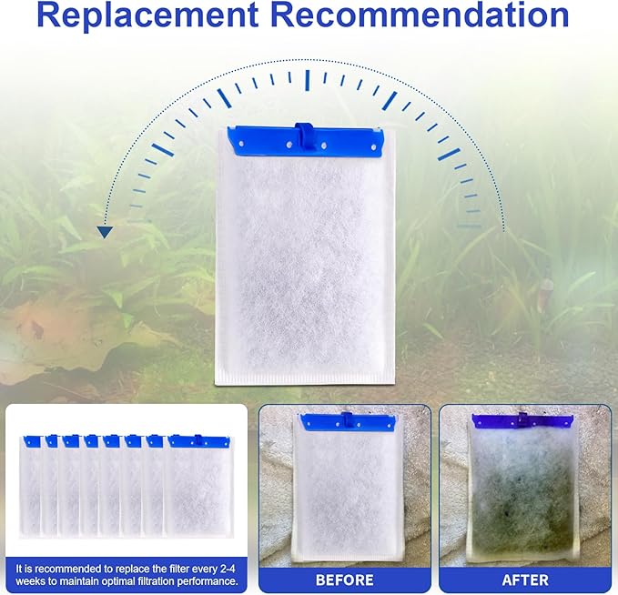 Aquarium Filter Cartridges Large Compatible with Tetra Whisper Bio-Bag, Fish Tank Carbon Filter Cartridge for Whisper 20i/40i IQ20/30/45/60 PF20/30/40/60 Power Filters - 8 Pack