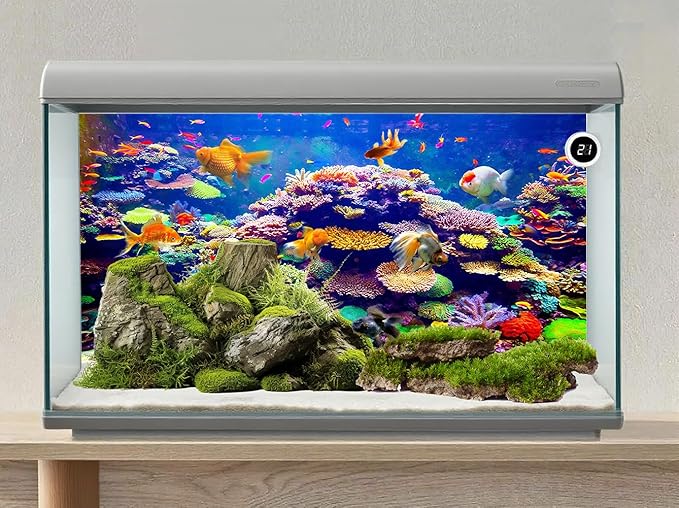 24X12 Inch Underwater World Aquarium Backdrop - Vibrant Coral Reef Tropical Fish Tank Background Vinyl Ocean Theme Decor