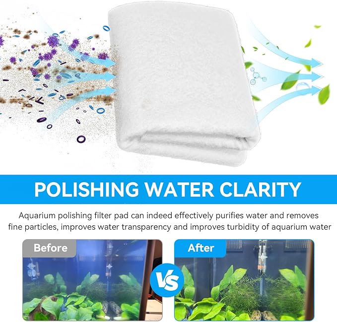 Aquarium Polishing Filter Pad, 100 Micron Water Polishing Pad for Aquarium Fish Tank Filter - Aquarium Filter Floss Media Pad Cut-to-Fit Ponds & Sumps For Crystal Clear Water (36" X 24"，1 Pack)