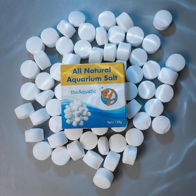 Premium Aquarium Salt, Aquarium Salt Freshwater Tablets for Aquarium Water Treatments Essential Supplies (9 Tablets)