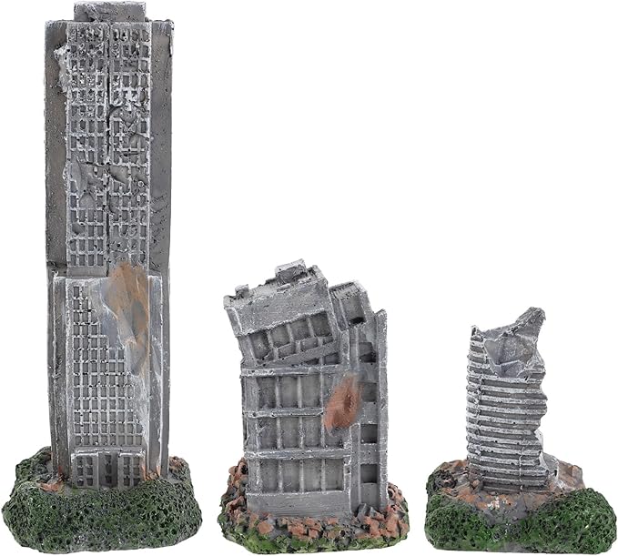 3Pcs Aquarium Ruins Decorations Fish Tank Resin Castle Hideouts for Fish Shrimp Shelter Underwater Landscaping Cave Ornaments Antique City Model Buildings