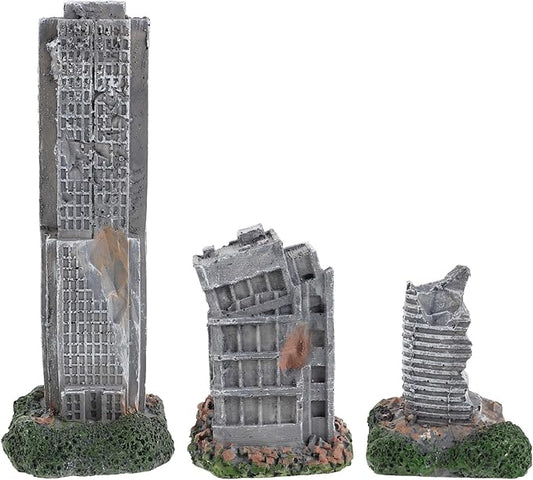 3Pcs Aquarium Ruins Decorations Fish Tank Resin Castle Hideouts for Fish Shrimp Shelter Underwater Landscaping Cave Ornaments Antique City Model Buildings