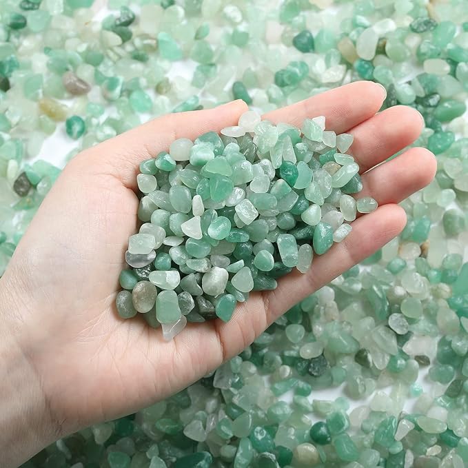 LAIDANLA Green Aventurine Crushed Stone Crystal Chips Bulk Natural Gemstones Healing Reiki Crystals Mini Quartz Vase Filler Aquarium Gravel 100g