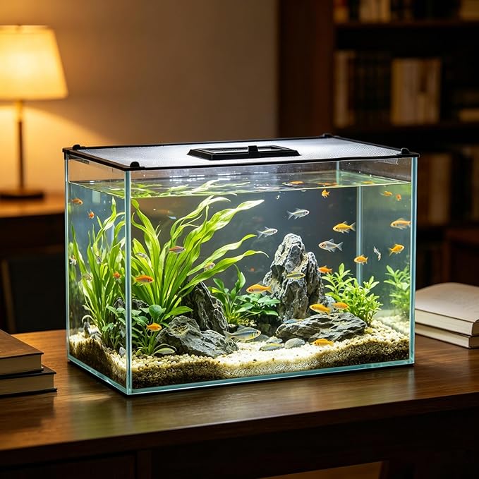 Magnetic Fish Tank Cover Net - Aquarium Lid Mesh Top Hood Anti-Jumping Aquarium Cover - Replacement Accessories for Fish Bowl Terrarium 60x30cm/24 x12
