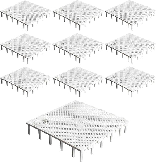 10 Pieces Aquarium Bottom, Grid Divider Tray Sand Gravel Accessories, White