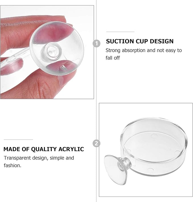 4pcs Aquarium Shrimp Feeder Dish Acrylic Fish Tank Feeding Bowls Round Clear Dishes Tray with Suction Cups Suitable for Fish Shrimp and Benthic Animals (Transparent)