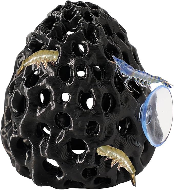 Shrimp Dome Hide, Shrimp Hides for Aquarium, Betta Fish Hideout with Suction Cup, Betta Habitat Tank Ornament Accessories, Aquarium Decor for Small Fish Guppy Hiding Resting (Black)