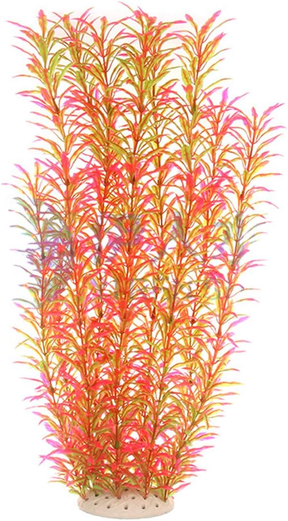 Norgail Large Aquarium Plants Artificial Plastic Fish Tank Plants Decoration Ornaments Safe for All Fish 21 Inches Tall (1pcs Pink)