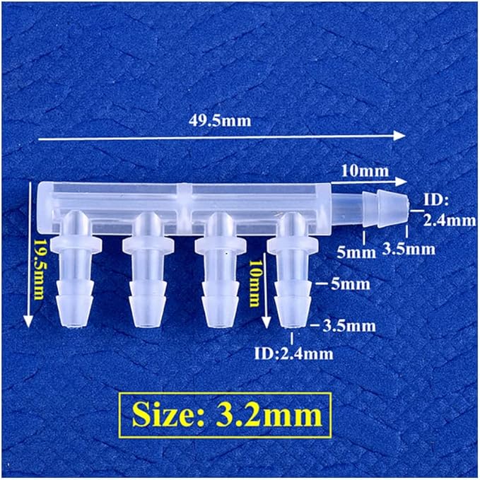 5pcs PP Equal Dia 5-Ways Connector Aquarium Tank Air Pump Hose Joint Garden Irrigation System Pipe Pagoda Joints,3.2mm
