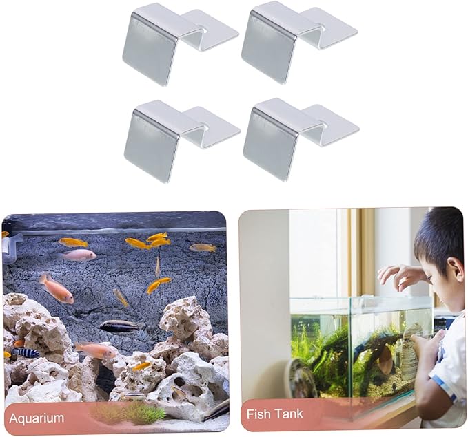 Kisangel 8pcs Sturdy Stainless Steel Aquarium Lid Holders Fish Tank Glass Cover Racks Non-Skid Clips for Secure Lid Support for Thick Glass for Fish and Aquatic Pets