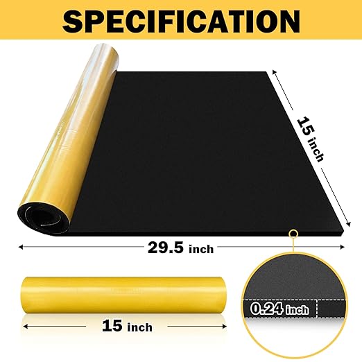 Aquarium Self Leveling Mat for Fish Tank 15 x 29.5 Inch x 6mm Thick, Aquarium Pad for Under Tank， Foam Compressible Neoprene Rubber Mat with Adhesive, Cut-to-Fit for 5/10/15/20/29 Gallon Tanks