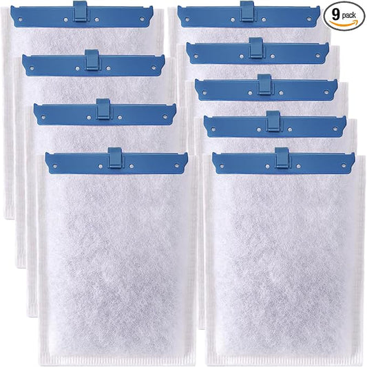 9 Pack Filter Cartridge for Whisper Bio-Bag Filters, Large Aquarium Replacement Filter Cartridges for Whisper Filters 20i,40i/IQ20,30,45,60/PF20,30,40,60 and ReptoFilter