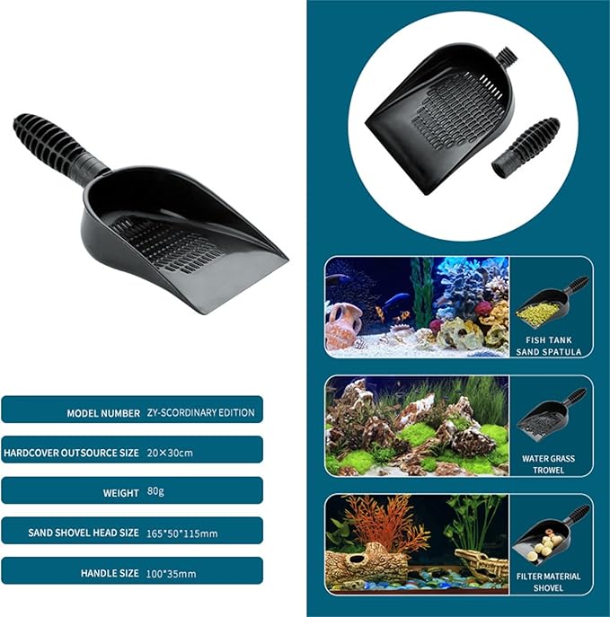 Aquariums Sand Shovel Tool Fish Tanks Gravel Strainerscoop with Ergonomic Handle Garden Tool Scooper Sifter
