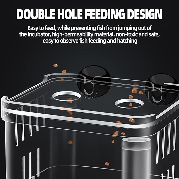 Boxtech Aquarium Fish Tank Hatchery Incubator Breeding Box, Acrylic White Breeder Isolation Divider Hatching Boxes Accessory Small Baby Fishes Shrimp Clownfish Guppy