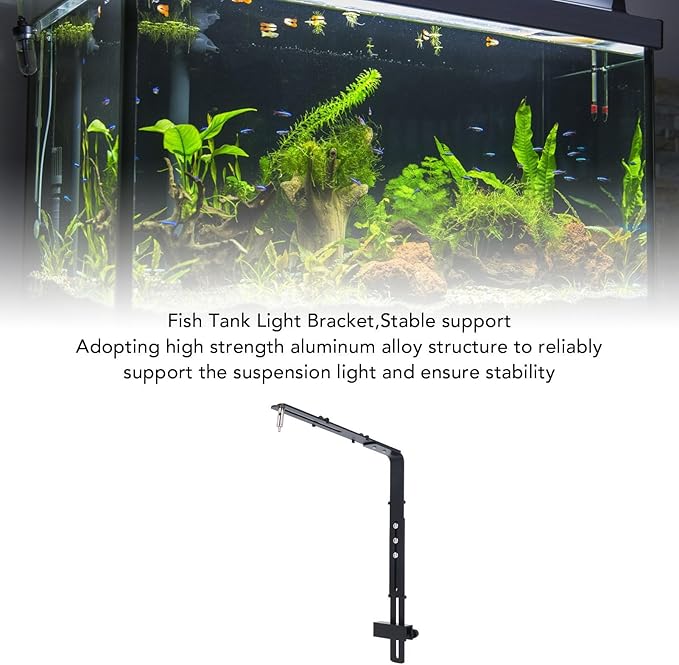 YOUTHINK Fish Container Light Bracket, Aluminum Alloy Aquarium Light Holder Professional Adjustable Height Lamp Stand for Hanging Lamp (Black)