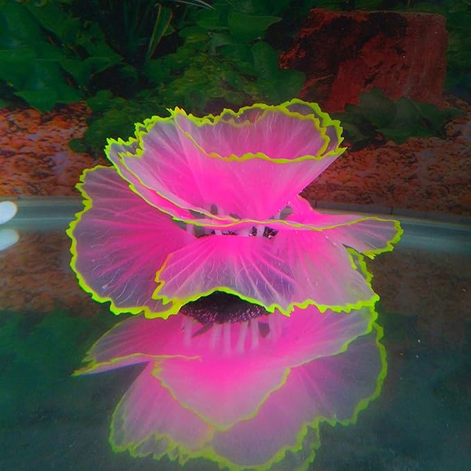 Besimple Aquarium Coral Ornament Glowing Effect Coral Decor Resin Fish Tank Plants Decoration for Aquarium Tank Landscape(Pink)