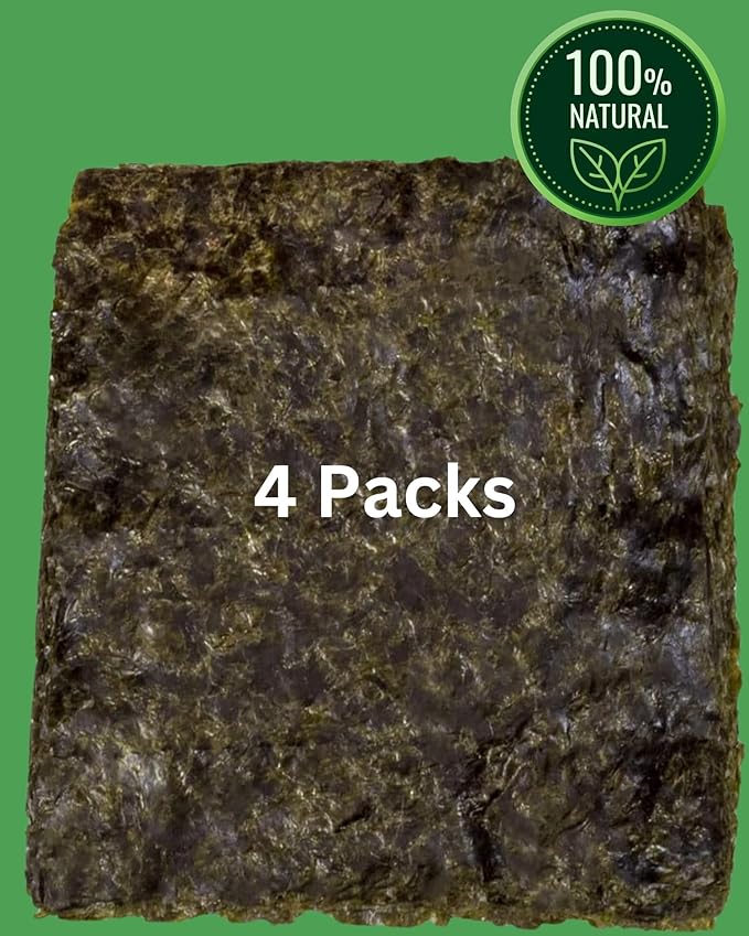 San Francisco Bay Brand Fish Food Seaweed Sheets - Dried Kelp for Herbivorous and Omnivorous Freshwater and Saltwater Fish - Promote Growth, Support Color, Maintain Health - 4 Pack (16 Mini Sheets)