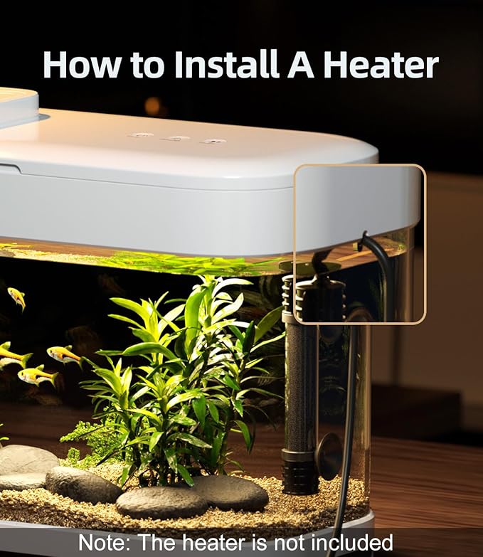 Smart Fish Tank 3 Gallon Aquarium Starter Kit with Temperature Monitor, Hidden Filtration, 8 Color Lighting, Self Cleaning Small Betta Tank Acrylic