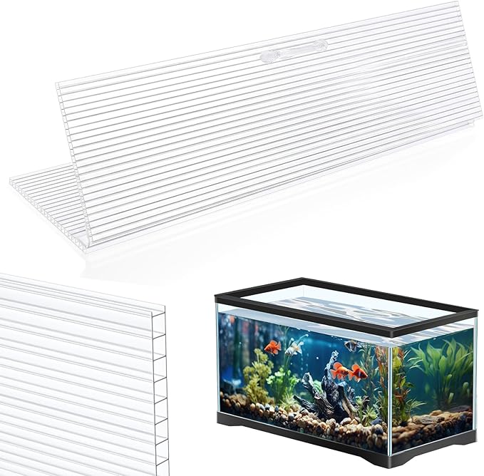 Sieral Aquarium Canopy Set Polycarbonate Greenhouse Panels 15.37 x 7.63 x 0.12 Inch for 5/10 Gallon Fish Tank Without Center Brace Aquariums Cover Fish Tank Lid, Clear