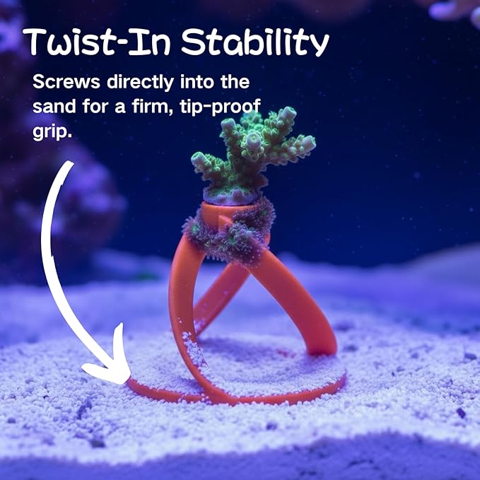 5 Pack Coral Frag Plug Sand Stands, Aquarium Sandbed Frag Rack Holder Mounts, Reef Tank Accessories for SPS LPS Zoanthid Corals, Secure Base Adapters (Orange)