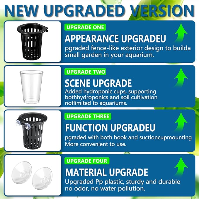 Novabright 2 Pack New Upgraded Large Aquarium Plant Holder with Hydroponic Cup 3.37 Inch Sick Hook and Suction Cup for Fish Tank Aquaponic Plant Cultivation and Aquascape Accessories Decoration(Black)
