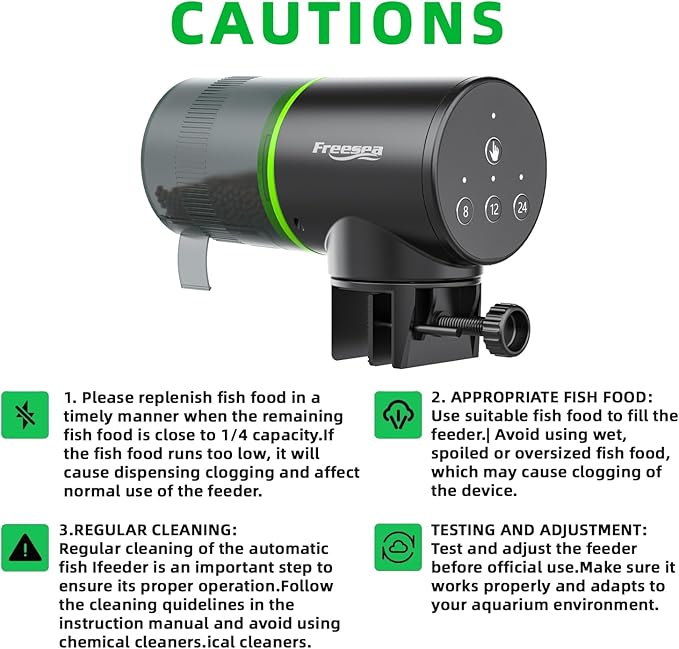 Freesea Automatic Fish Feeder for Aquarium: 3 Timers & One-Touch Easy Setup - 7-14 Day Supply with 200ML Food Dispenser - Worry-Free Vacation Feeding for Betta Turtle Tank