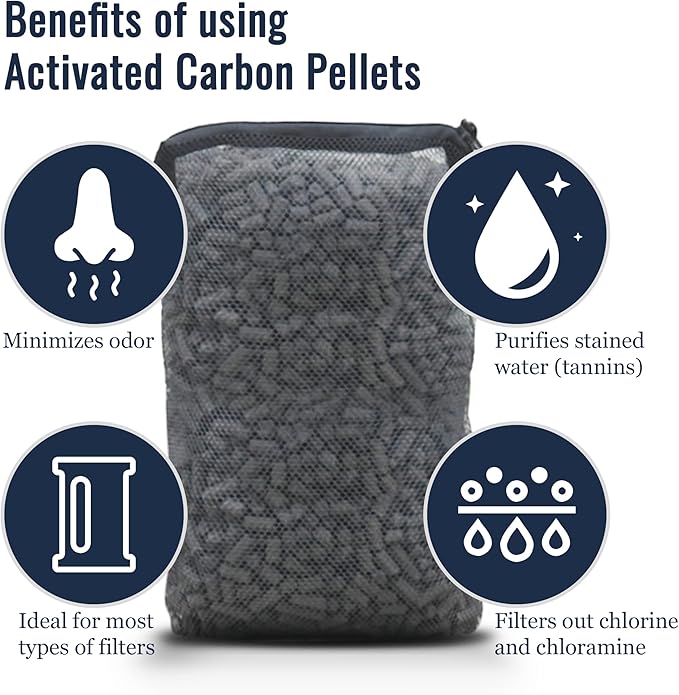SunGrow 10 oz (300g) Activated Carbon, for Cat Litter Box Deodorizer, Remove Urine Odor, Filter Media Large Pellets for Filtration, Saltwater & Freshwater Fish Aquariums, Air Purifier