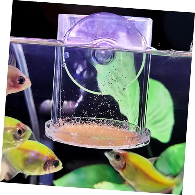 TOYANDONA Acrylic Aquarium Fish Feeder with Suction Cup 30mm Filter Mesh Feeding Ring for Small Fish Tank Automatic Feeding Accessory for Guppy