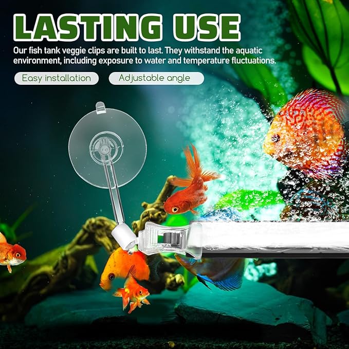 Garneck 3 Pcs Aquarium Suction Cup Clips 4.5 Inch Fish Tank Veggie Clips Adjustable Angle Suction Cups for Holding Filters Lights Accessories