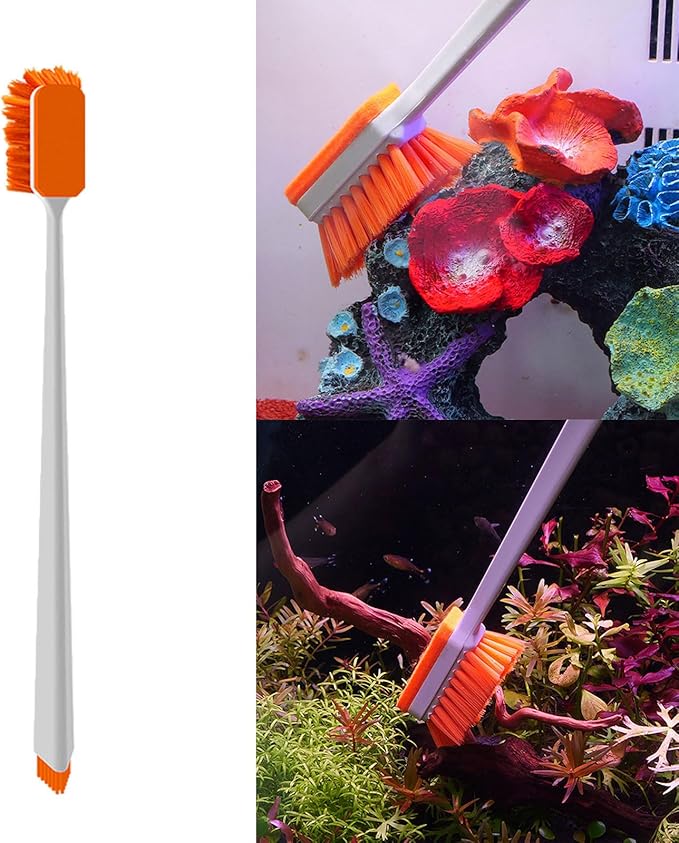 Long Handle Fish Tanks Brush Cleaner Double Side Bristle Scrubbing Brush 30cm Cleaning Brush Plastic Glass Algae Cleaner Aquarium Cleaning Tools