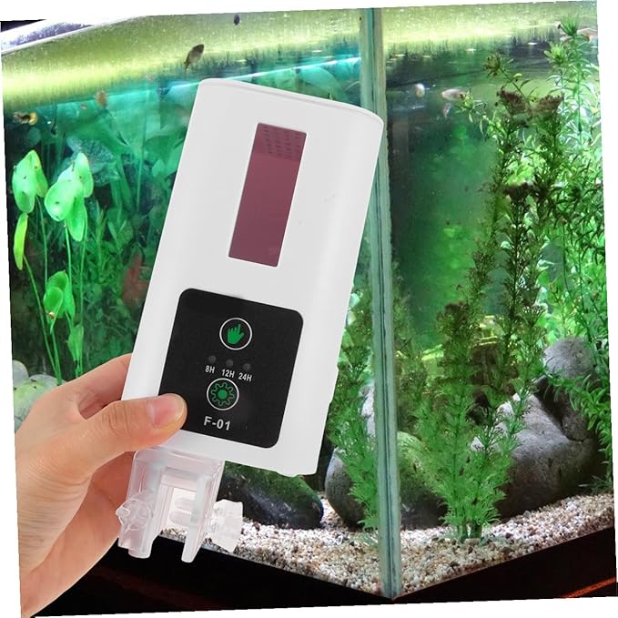 FAVOMOTO Automatic Aquarium Feeder Fish Food Dispenser with Timer for Turtle and Fish Tank Feeding, Electric Feeding Tool for Home Aquarium Supplies, Battery Not Included