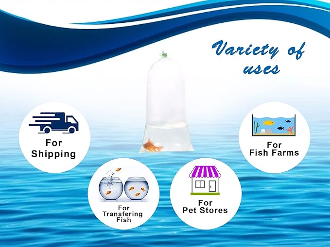 Fishery Bags 4 Inches Leak Proof Rounded Bottom Clear Plastic Fish Bags for Shrimps and Betta Fish Transport. (4" x 10" / 100 Pack / 2 Mil)