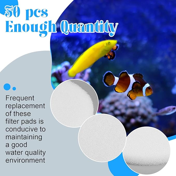 Tranqun 24 Pcs Fine Filter Water Polishing Pad Compatible with Fluval Fx4, Fx5, Fx6(24 Pcs,White,7 x 7 x 0.63 Inches)