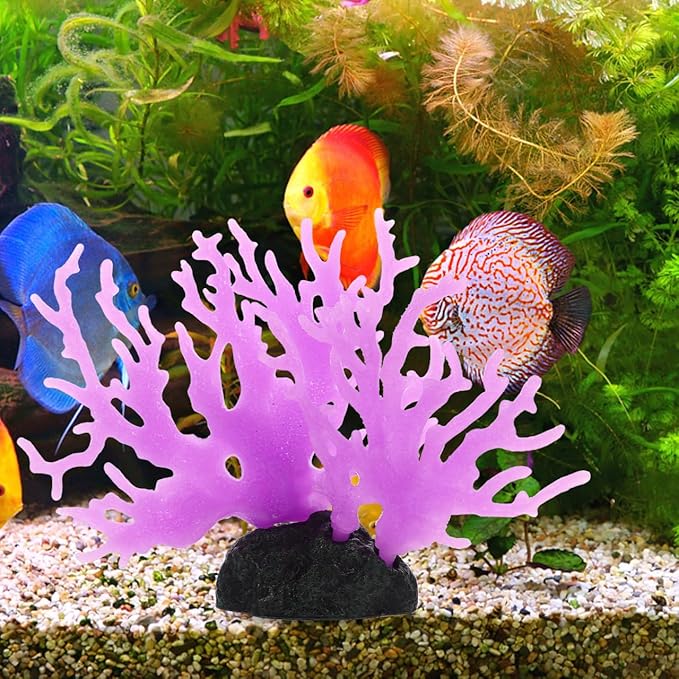 Kisangel Artificial Coral Ornament Aquarium Decor Fish Tank Landscape Faux Coral Branch Simulated Sculpture 7.87X5.51X1.77 Inch Marine Theme Home Office Decoration