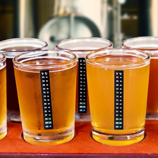 Zonon 24 Pcs Stick on Thermometer Strip for Brewing Fermenting Temperature Sticker Decal Crystal Adhesive 46-93 °f (8-34 °c) Digital Display Sticker for Wine Beer Aquariums