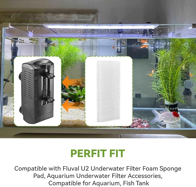 4 Pcs Aquarium Bio Sponge Foam Filter Pads Compatible with Fluval U2 Underwater Filter Foam Sponge Pad, Aquarium Underwater Filter Accessories, Compatible for Aquarium, Fish Tank, White, A486