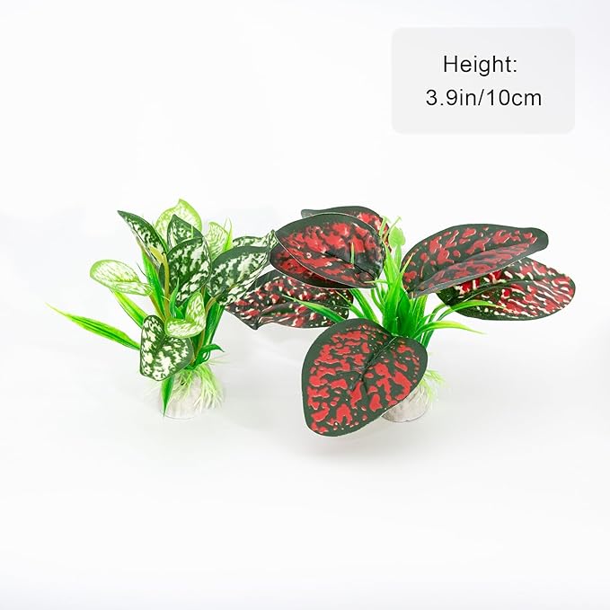 3PCS Reptile Artificial PlantsTerrarium Plants Aquarium Plants Decorations for Amphibian Habitat Decor