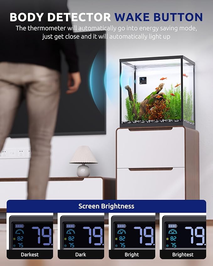 SEAOURA Aquarium Digital Thermometer with Adjustable Aquarium Air Pump