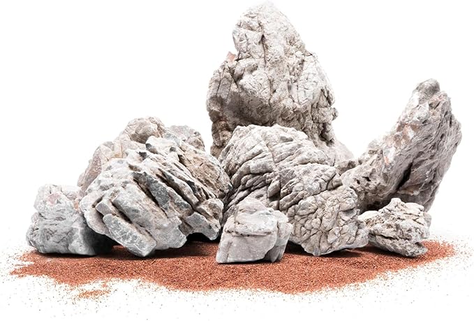 SubstrateSource Natural Aquarium Stones - Light Brown with Gray, Dimples & Craters, Decorative Aquascaping Rocks, Epiphytic Plants, Shrimp, Betta Fish Tank & Reptile Enclosure - Elephant Skin, 5 LB