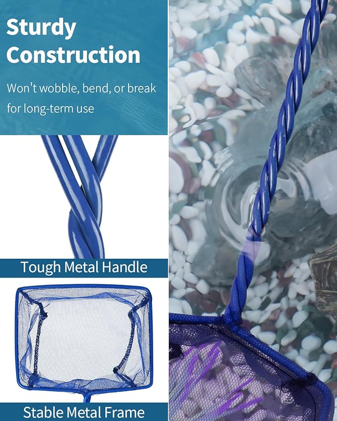 Pawfly 5''/6'' Fish Net for Fish Tank, Aquarium Net with Braided Metal Handle and Nylon Mesh, Small Fish Net Minnow Net for Pond Freshwater and Saltwater