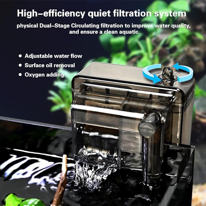 Glass Fish Tank Kit,2.8 Gallon Fish Tank,Small Aquarium, Ultra-Clear Nano Aquarium,Betta Fish Tank,Small Fish Tank,Aquarium Starter kit,Desktop Fish Tank,with Light and Filter
